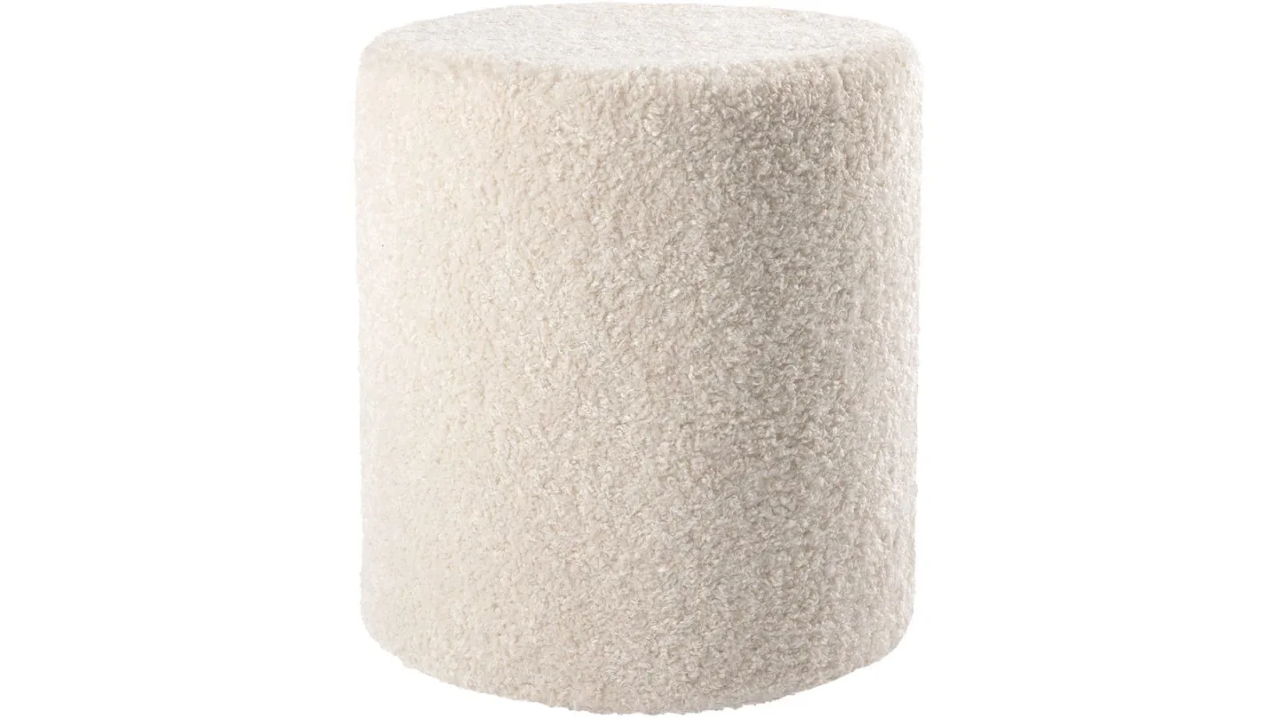 House Puff 40 cm Rund Teddy - Vit