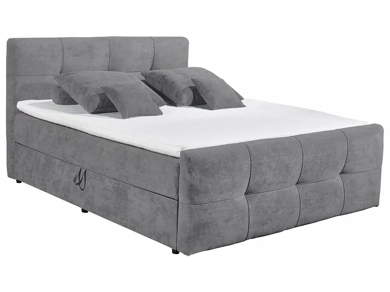 Boxspringbett OTTAWA dunkelgrau 160x200cm halbfest
