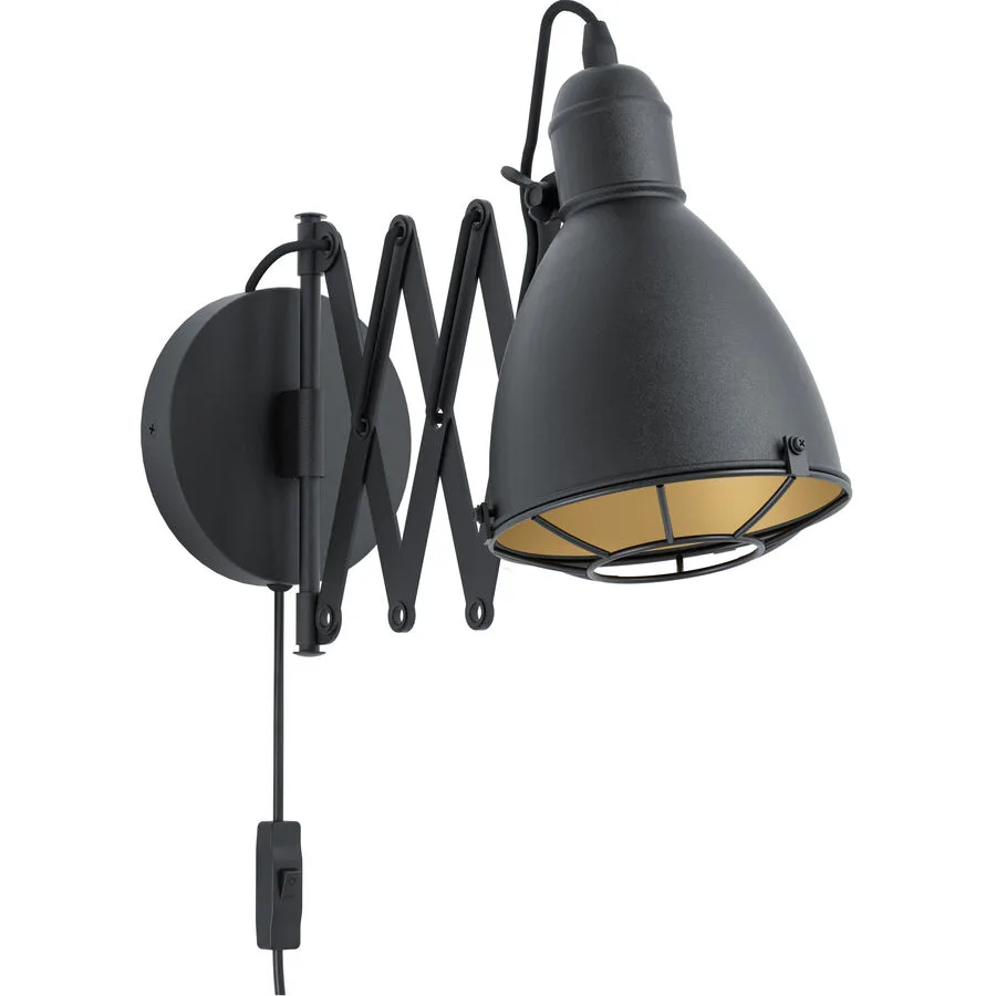 Eglo Wandlampe Treburley Gold/Schwarz Stahl 65 cm 20 cm - Farbe: schwarz-gold