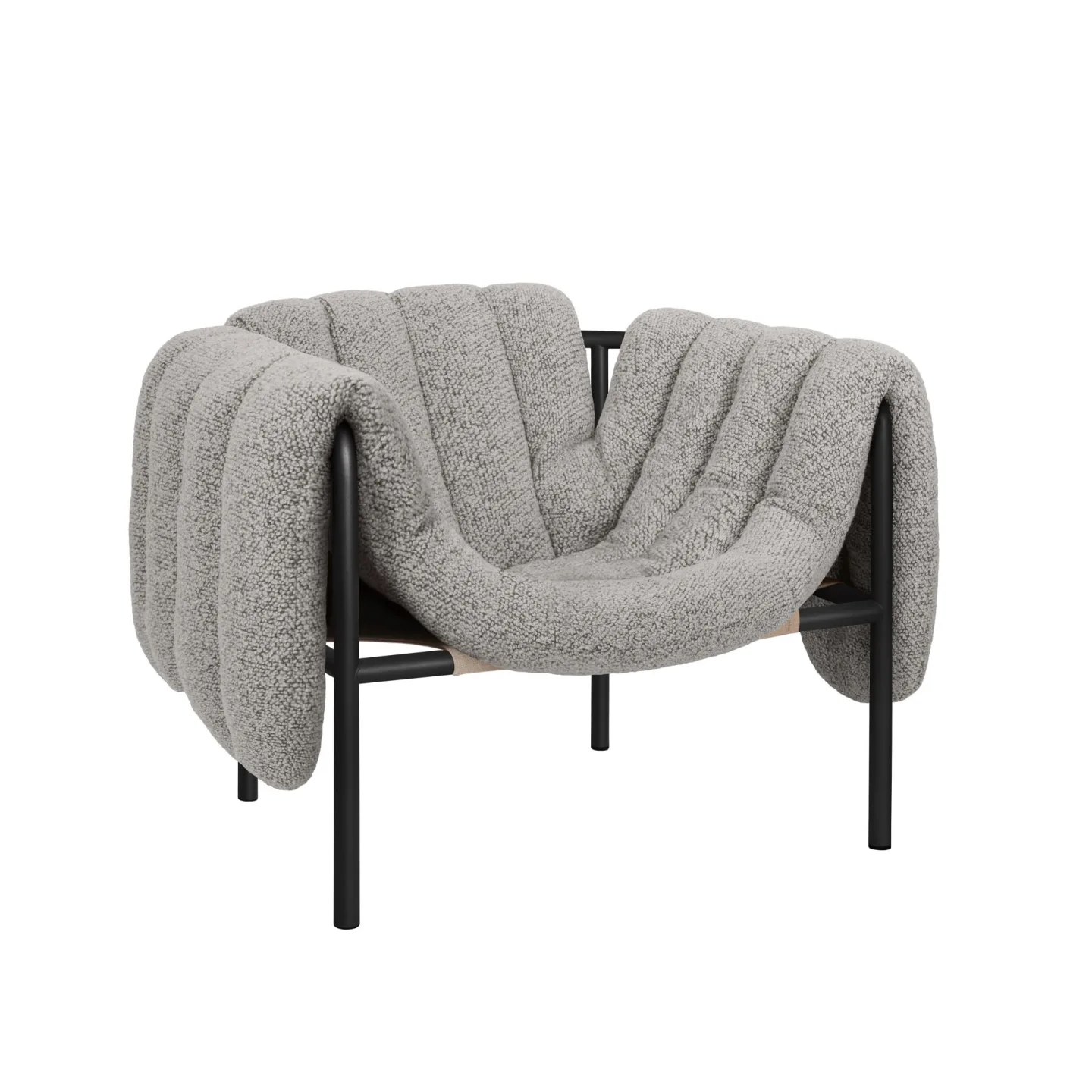 HEM - Puffy Lounge Chair - Pebble/Black Grey - Fåtöljer - Faye Toogood - Grå,Svart - Bomull/Naturmaterial/Metall/Syntetiskt/Skum/Plast