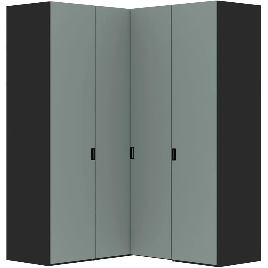 Kleiderschrank Arena Drehtüren Novaschwarz/Salbeigrün Holzwerkstoff B 160 cm - Schweizer Möbelhersteller