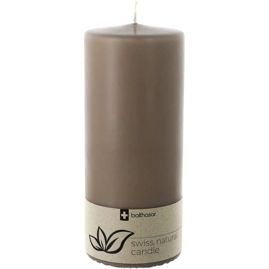 Balthasar Kerze Swiss Natural taupe H17 cm D7 cm, Brenndauer 65h - Material: Wachs