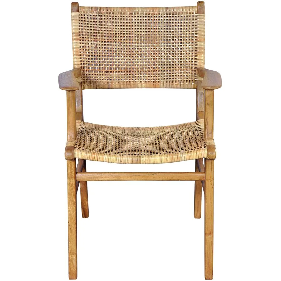 Armlehnstuhl Vivienne naturbraun Teak, Rattan