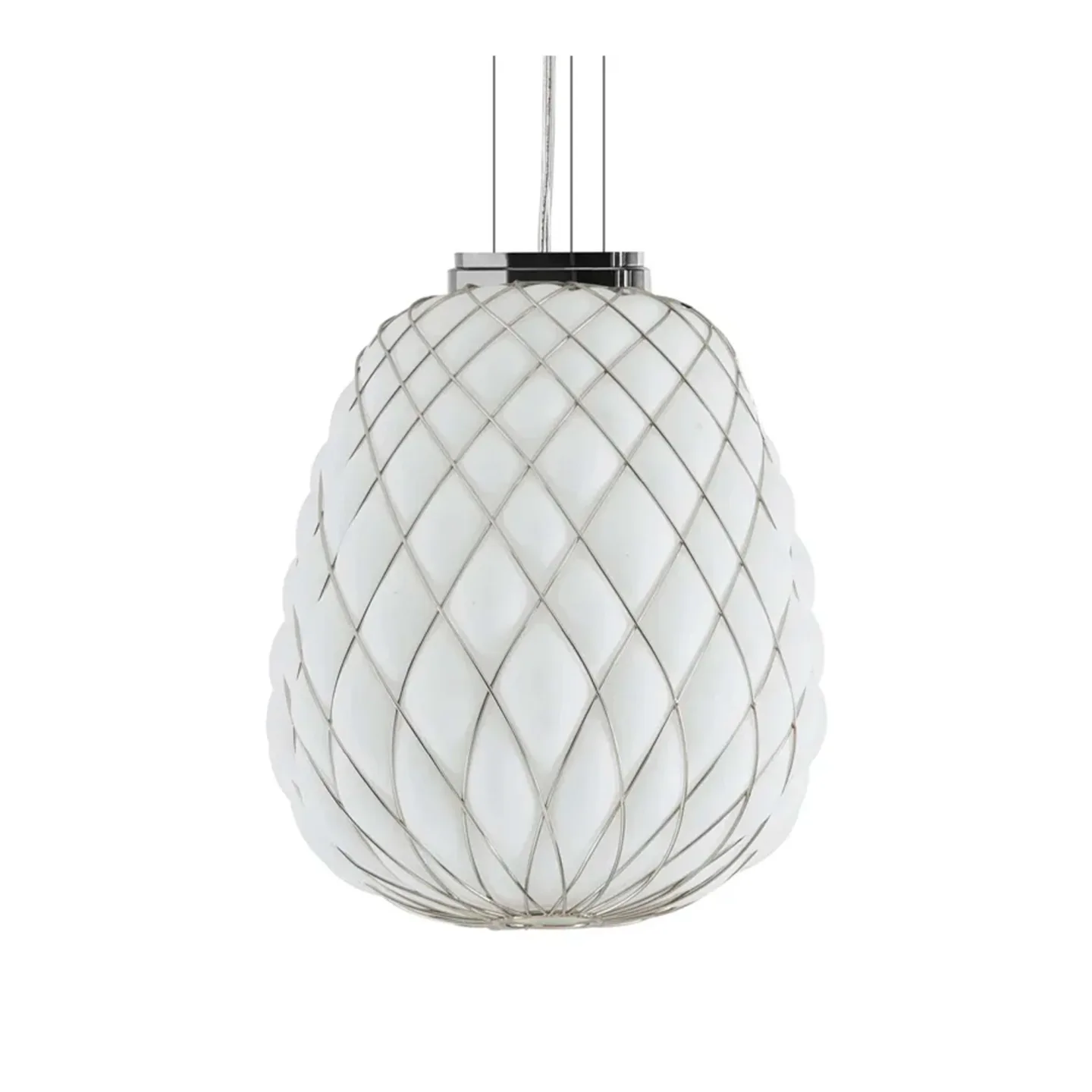 FontanaArte - Pinecone 4339, Chrome/White glass - Pendellampor - Paola Navone - Transparent