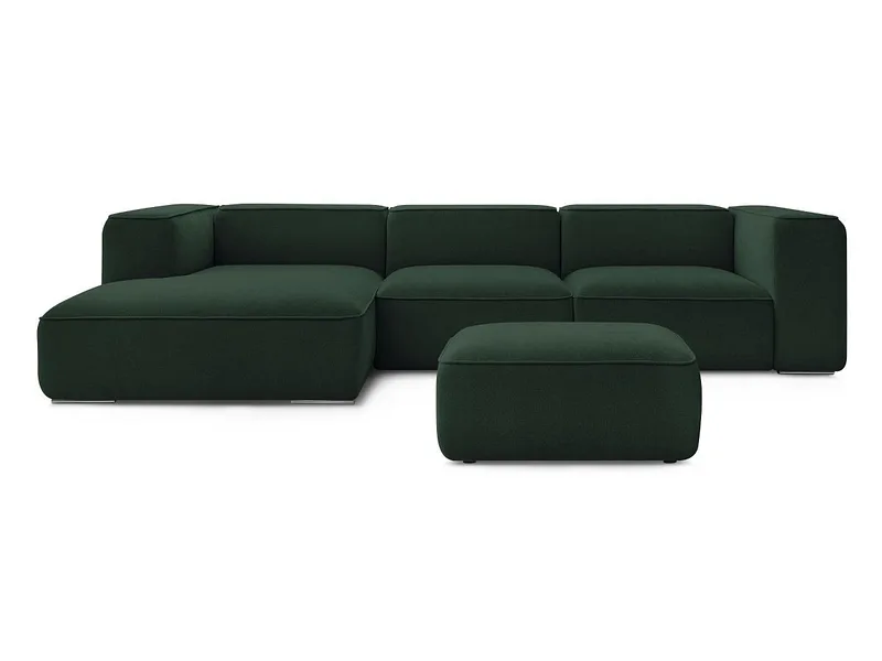Ecksofa mit Hocker BOBOCHIC ZEPHYR Stoff mit Textur grün