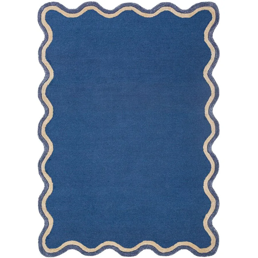 Teppich Rennia Marineblau Einfarbig Wolle/Viskose 200 x 290 cm