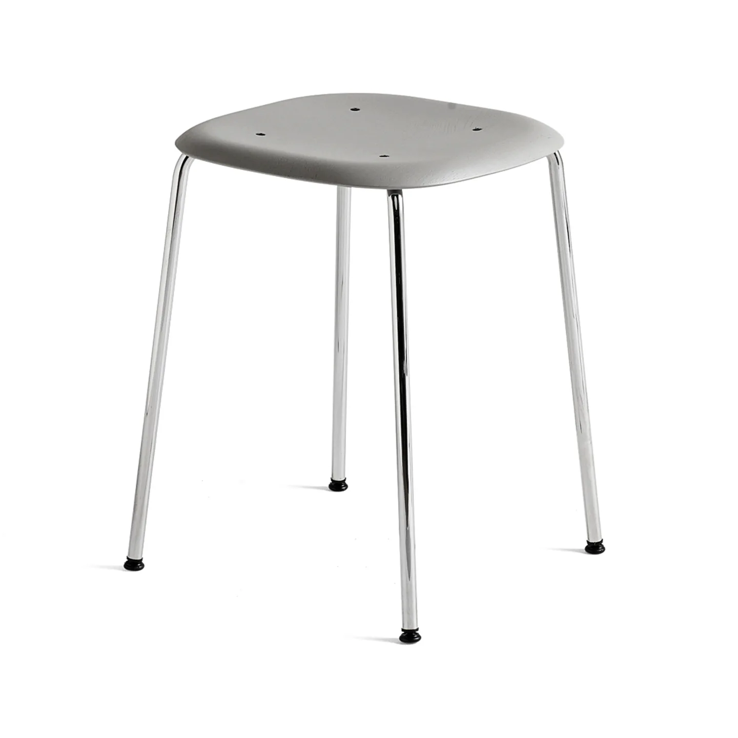 HAY - Soft Edge 70 Soft Grey Water Based Lacq Oak Chrome Base - Pallar - Iskos-Berlin - Grå - Metall/Trä