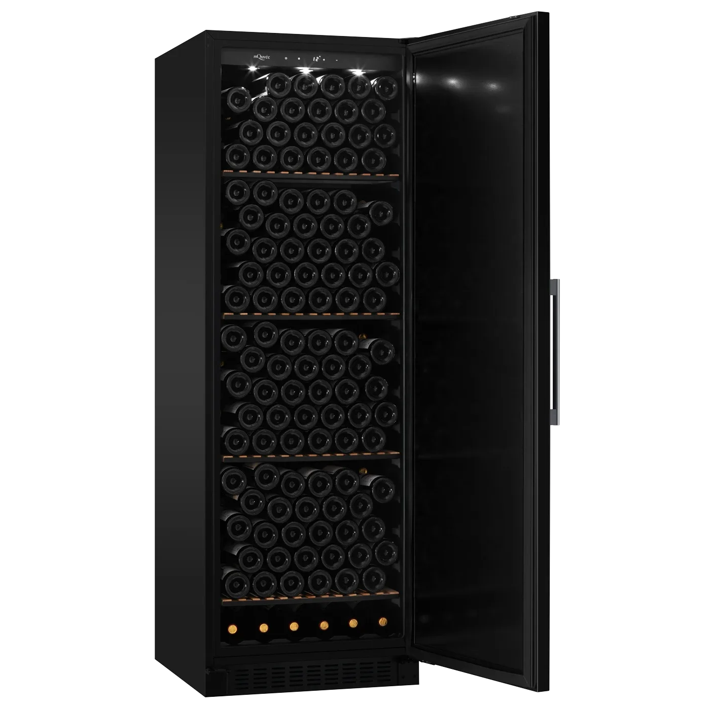 Weinklimaschrank schwarz 226 Flaschen - mQuvée WineStore 226 Solid Black, vibrationsfreie Regale