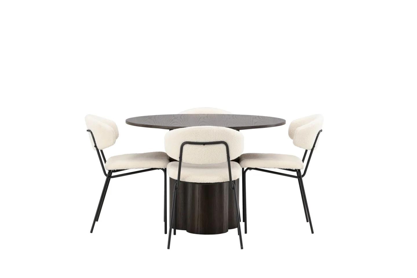 Olivia Matgrupp 110 cm Rund med 4 Chico Stolar - Mocca