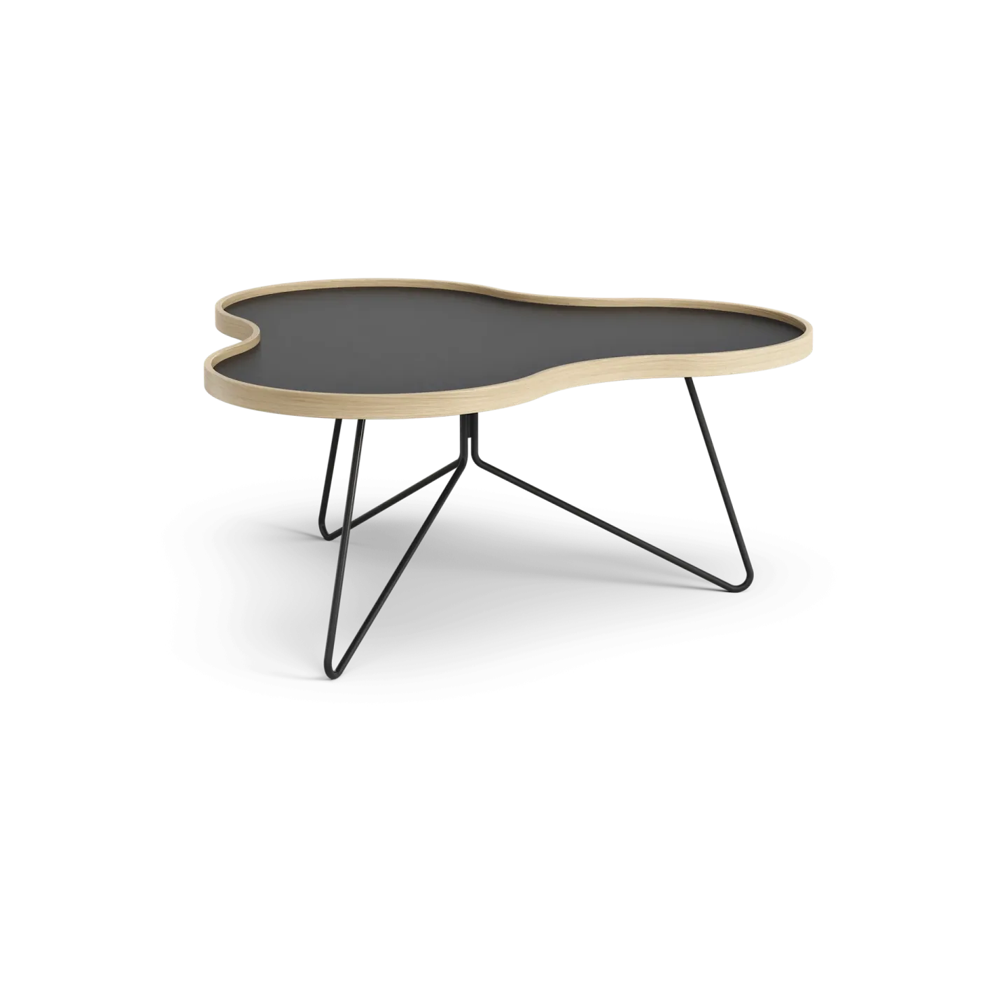 Swedese Flower Tisch 84 x 90cm Schwarz, 39cm, Eichenkante, Schwarzes Gestell