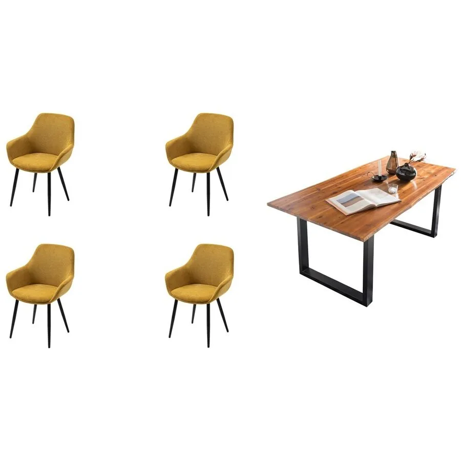 Essgruppe Eats cognac Akazie/Strukturstoff B 160 T 85 cm 4
