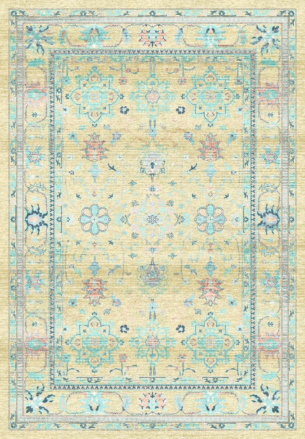 Wilton-teppe - Livley (gul) (Størrelse: 160 x 230 cm)