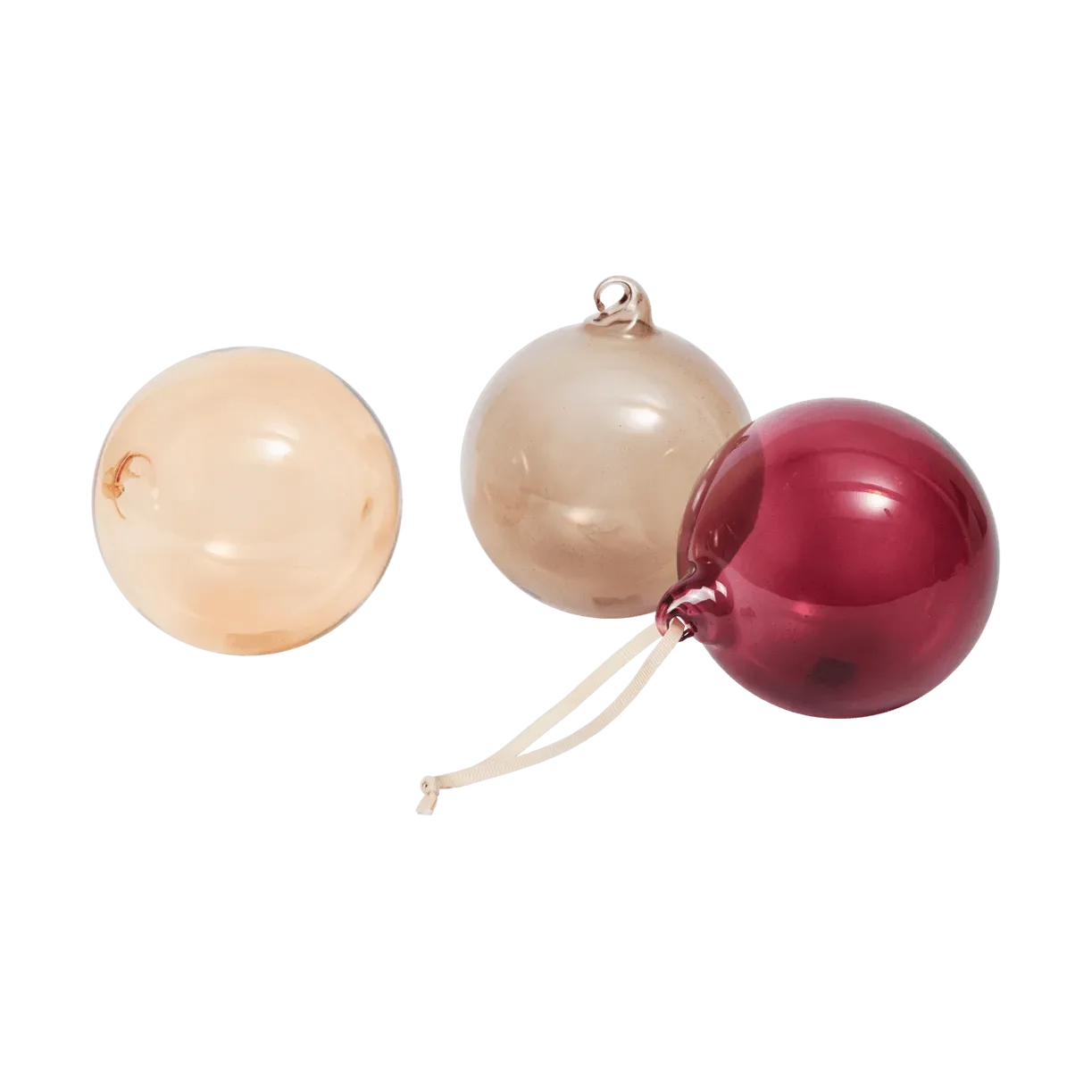 Ferm Living Glass bauble julkulor L Ø10 cm 3 delar Roseate Translucent
