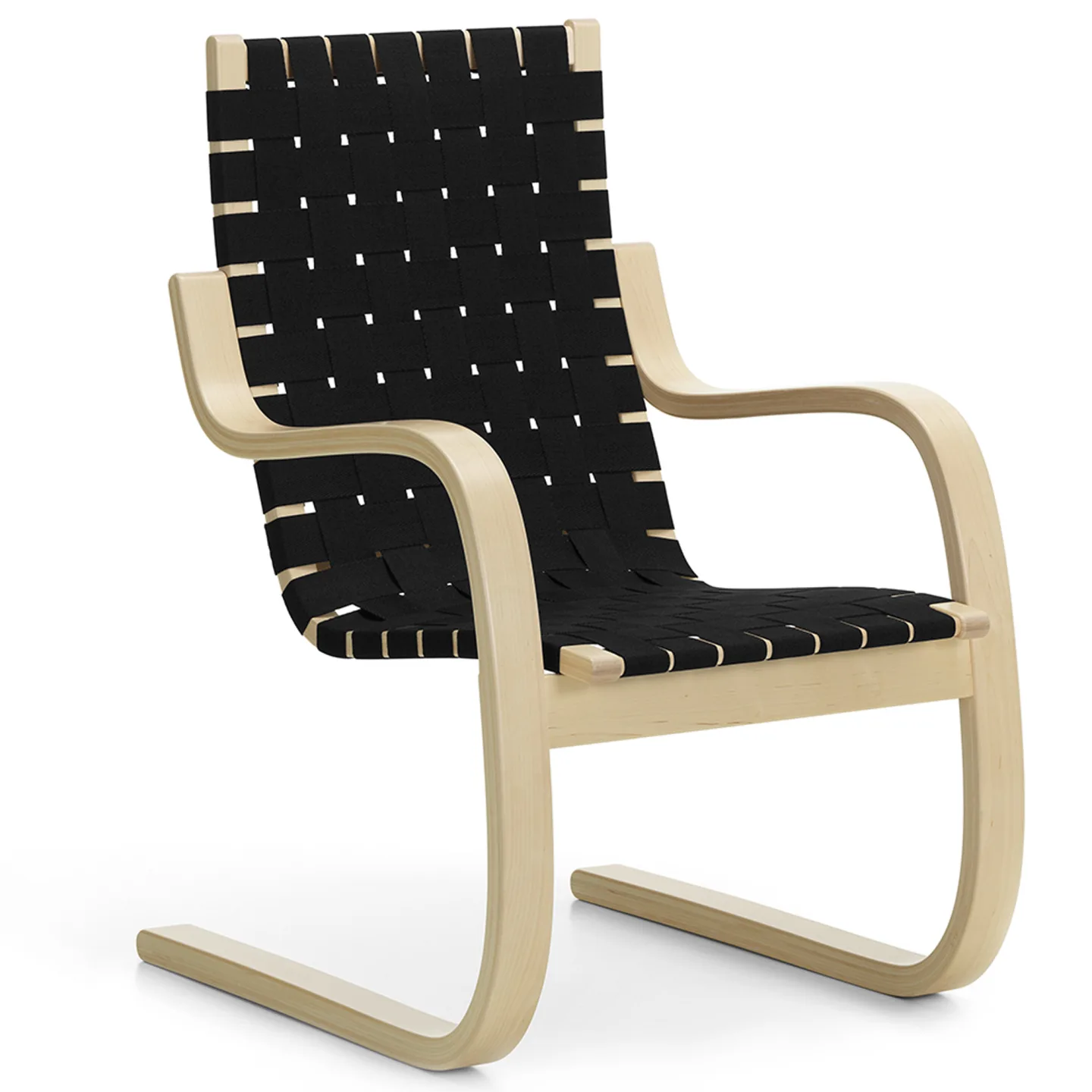 Artek - Fåtölj 406, Svart sadelgjord - Fåtöljer - Alvar Aalto - Svart - Trä/Textilmaterial