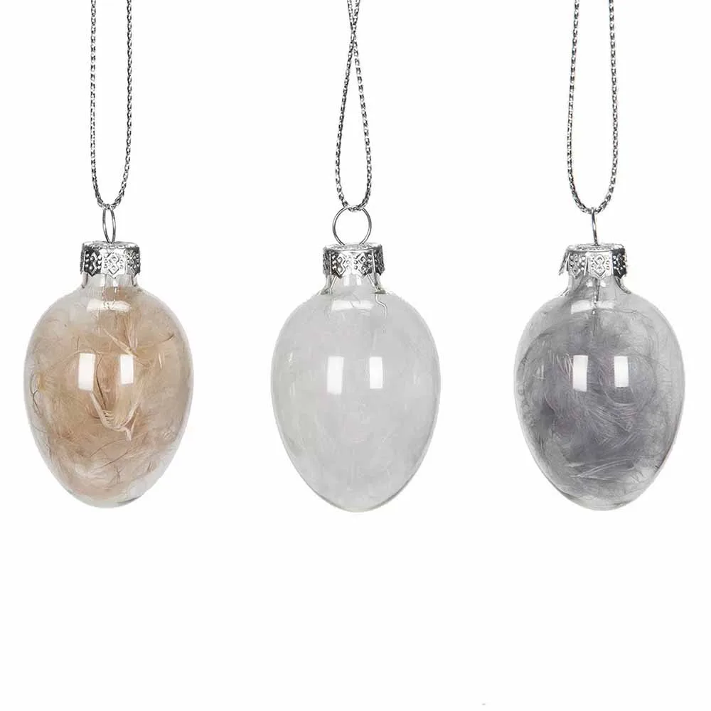 Påskägg i glas med fjädrar mix 9 pack