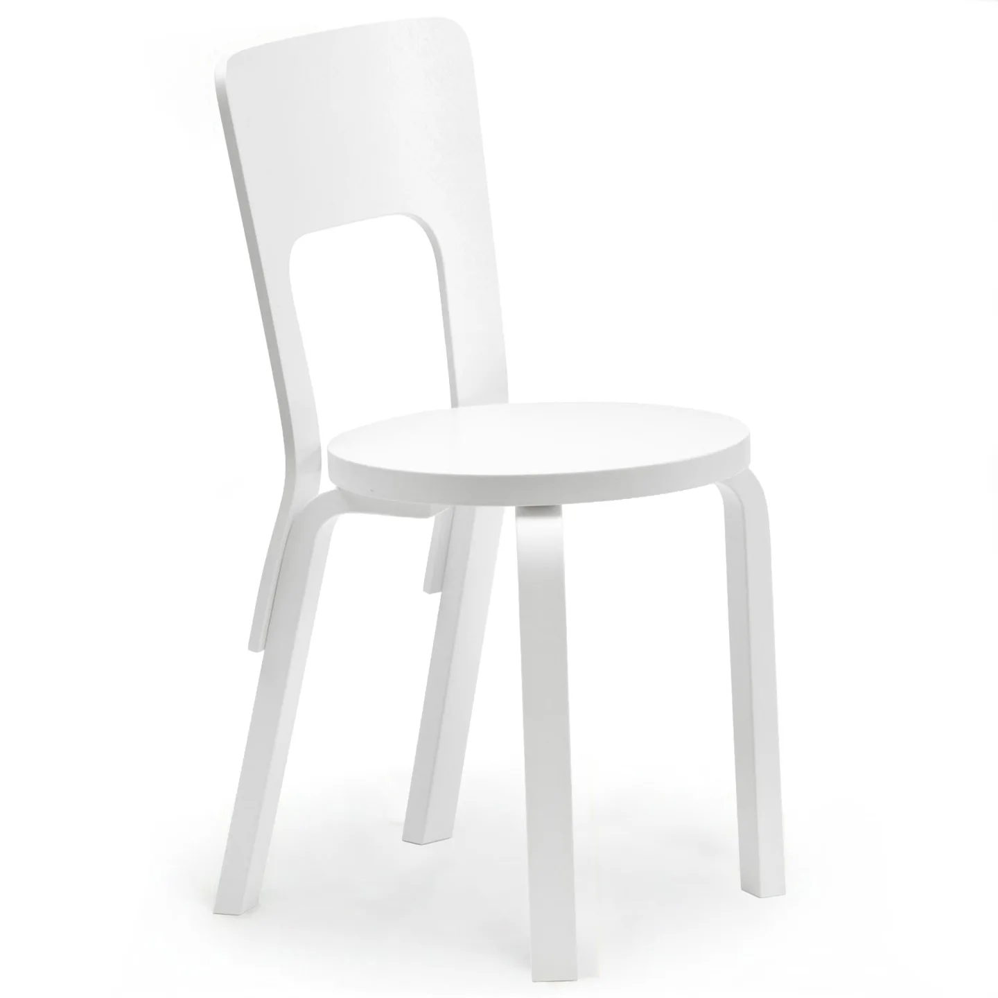 Artek - Stol 66, Helt vitlackad - Matstolar - Alvar Aalto - Vit - Trä