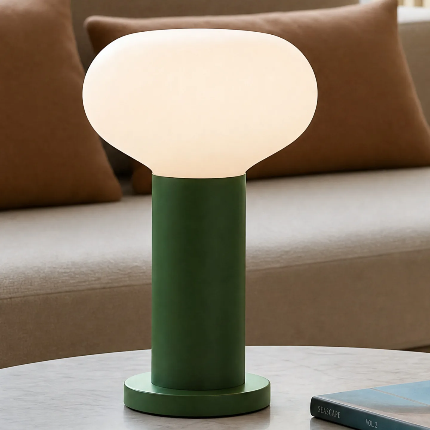 Flo Tischleuchte, grün, Ø 19 cm, Glas - Aldex - Wohnzimmer - Design - Metall - Einflammig