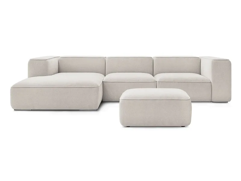 Ecksofa mit Hocker BOBOCHIC ZEPHYR Stoff mit Textur beige