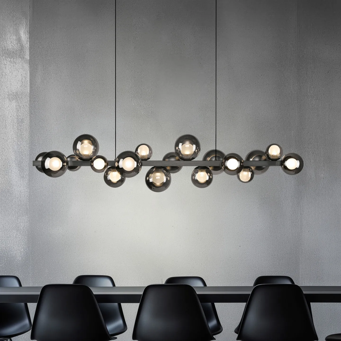 E-Popup LED-Hängelampe, platin, Glas, CCT, 18-flg. - PURE PURE E-Popup - Wohnzimmer - Modern - Mit Schirm