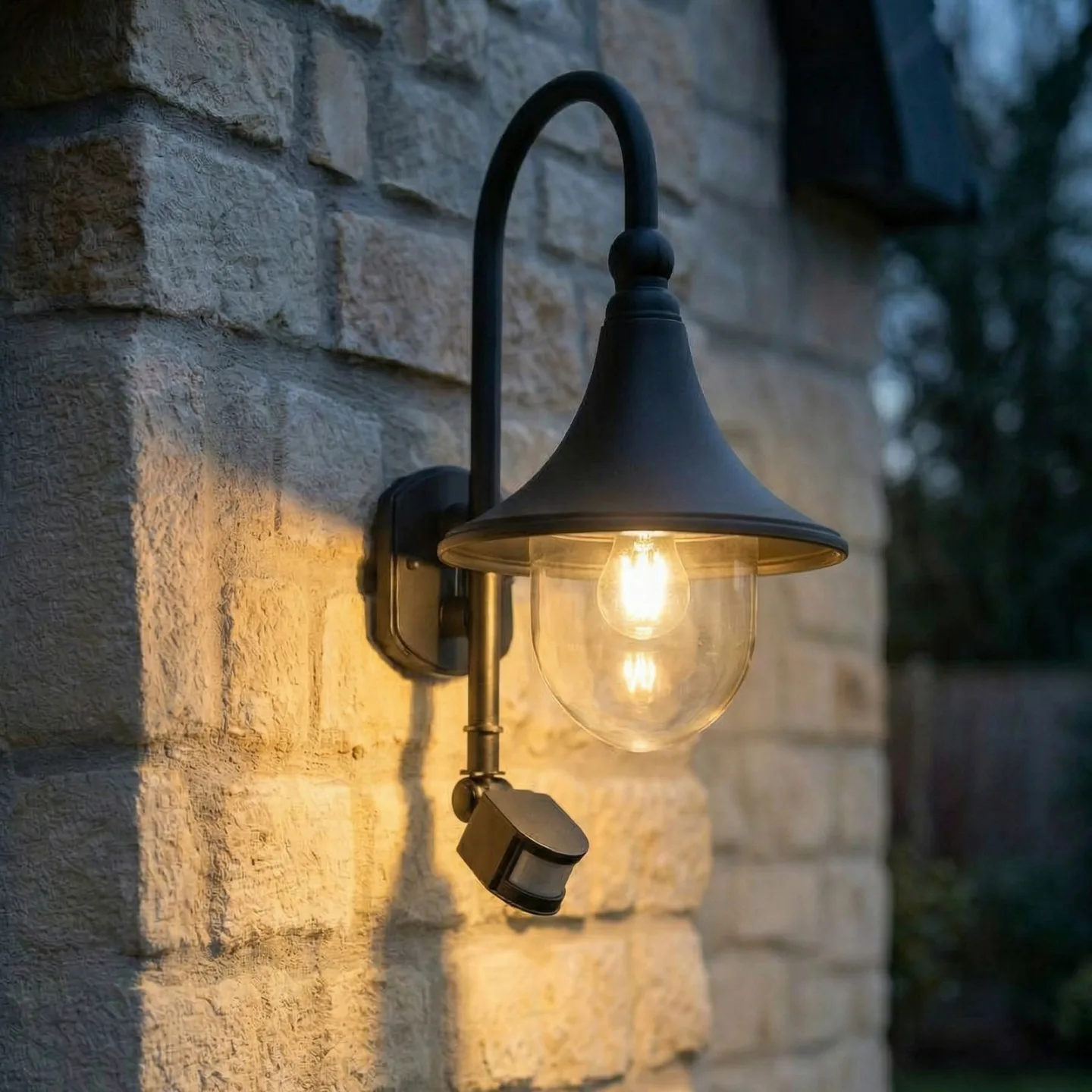 Daphne Udendørs Væglampe w/Sensor Black - Lindby - Altan - Moderne - Aluminium - Med én lyskilde