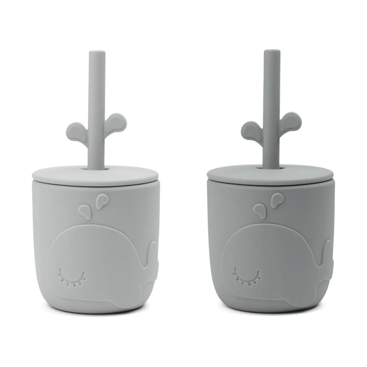 Done by deer Wally Becher mit Peekaboo-Strohhalm 2er-Pack Grey
