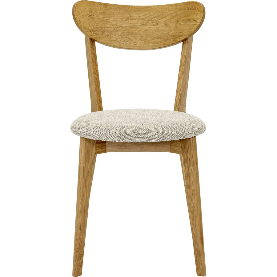 Stuhl Laira Eiche/Beige Eichenholz massiv/Stoff Massivholz