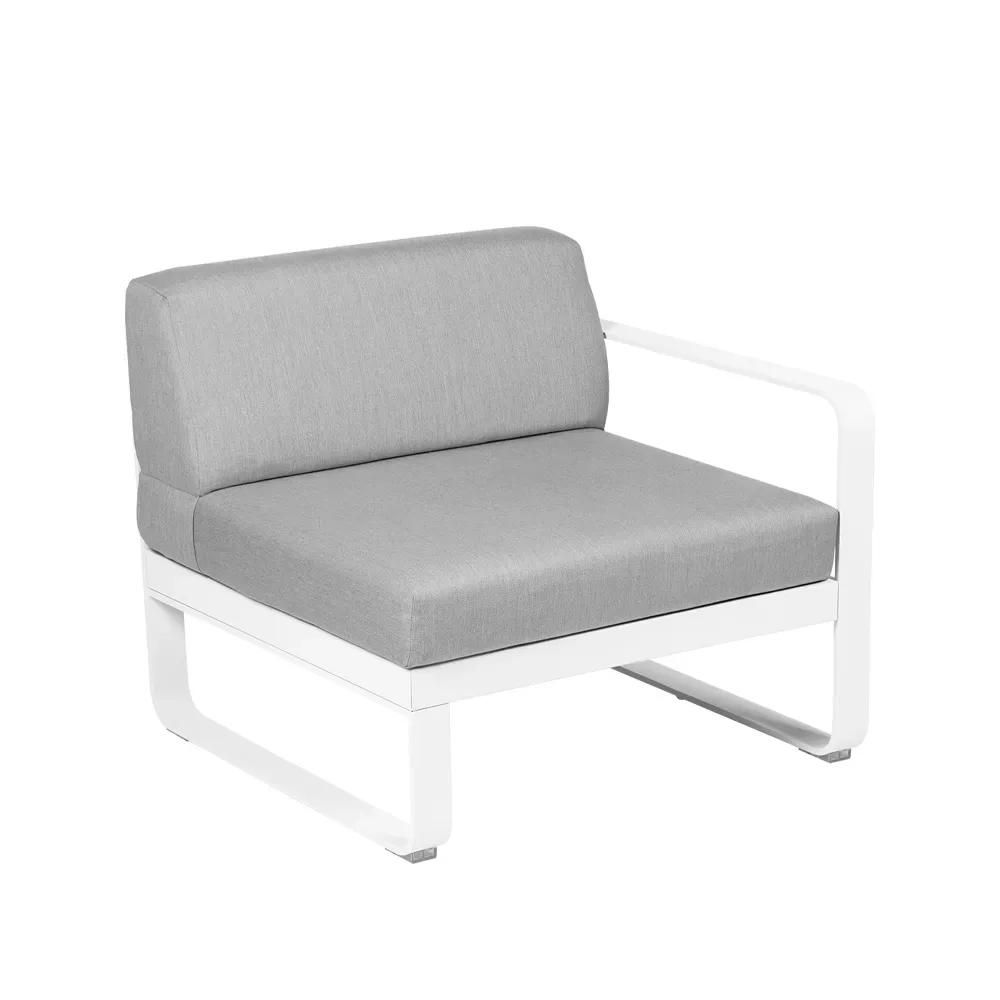 Fermob Bellevie Right modulsoffa Cotton white (vit), flannel grey dyna, 1-sits