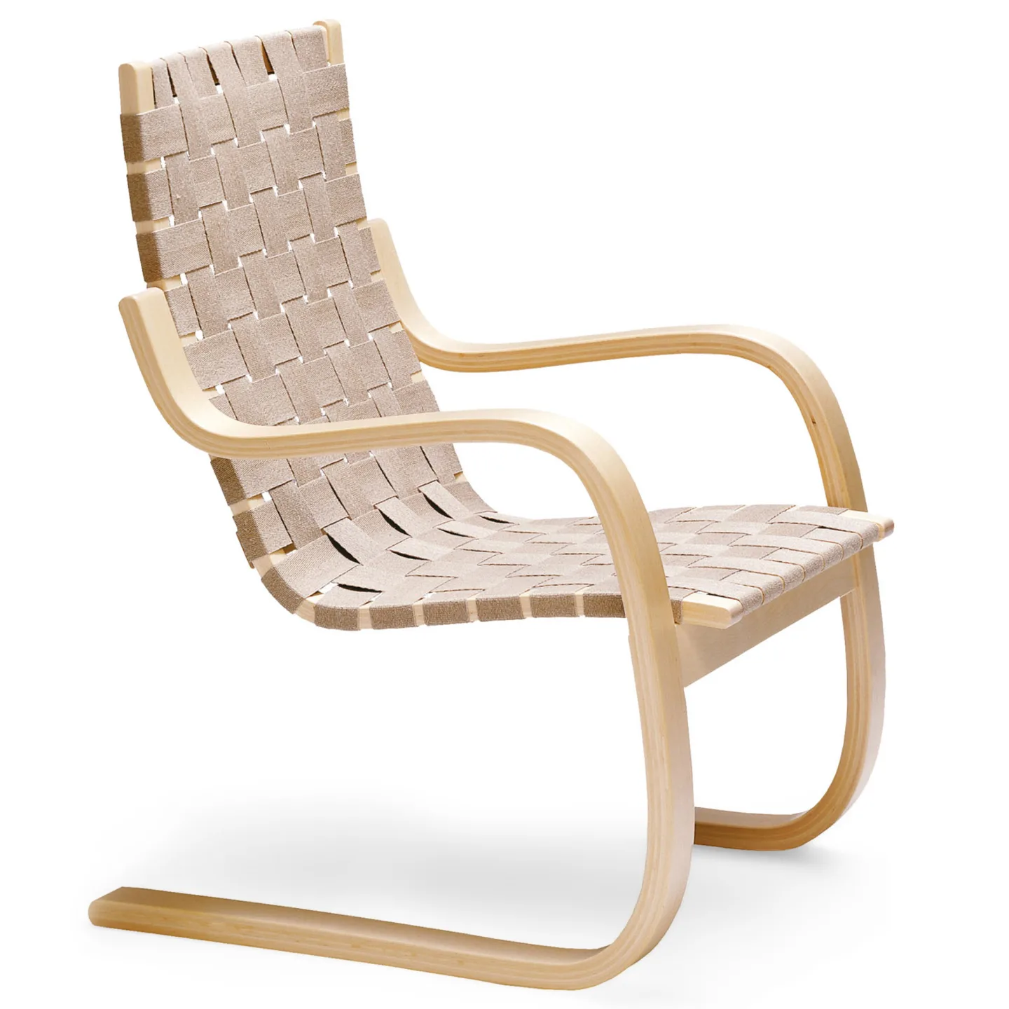 Artek - Fåtölj 406, Natur sadelgjord - Fåtöljer - Alvar Aalto - Beige - Trä/Textilmaterial