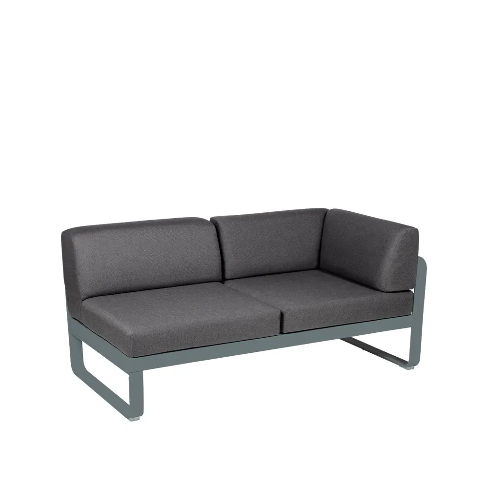 Fermob Bellevie Corner modulsoffa 2-sits Storm grey (grå), graphite grey dyna, höger