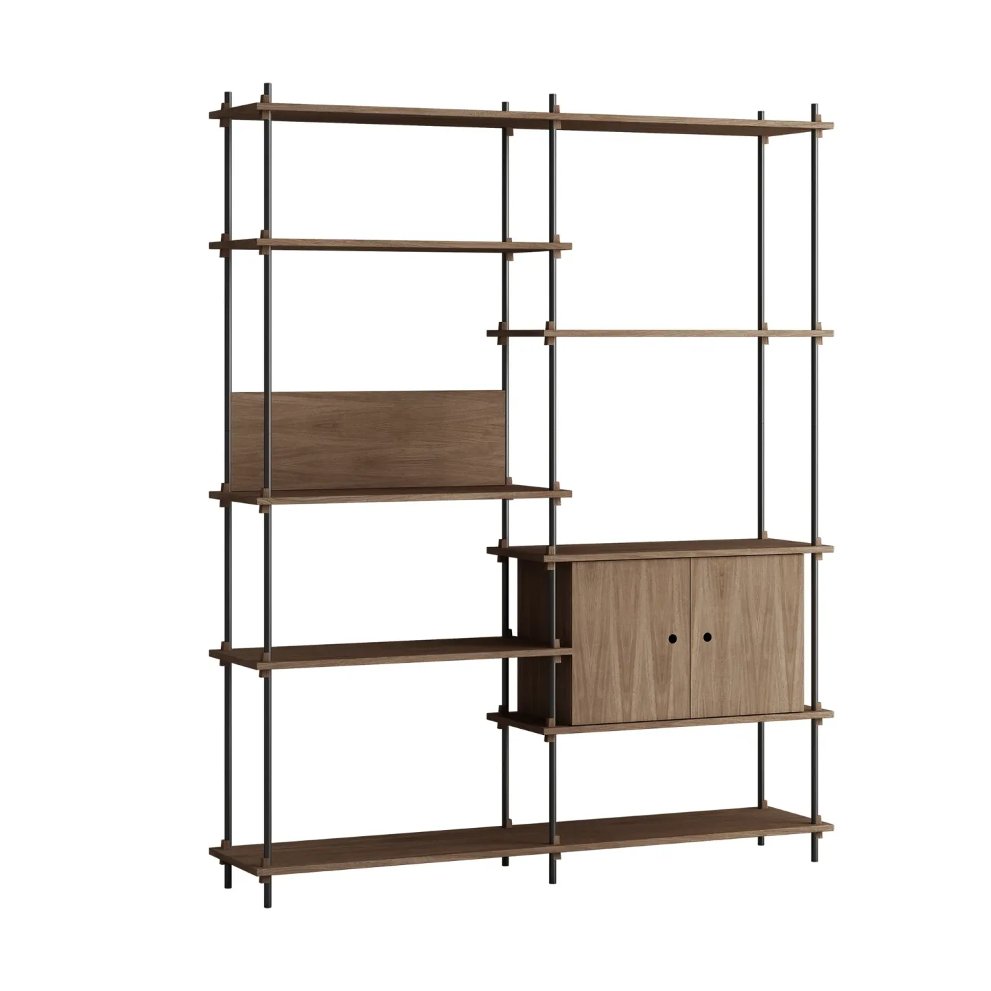MOEBE Shelving System Regal mit Schrank Geräucherte Eiche-black, 163x200x35 cm, S.200.2.C