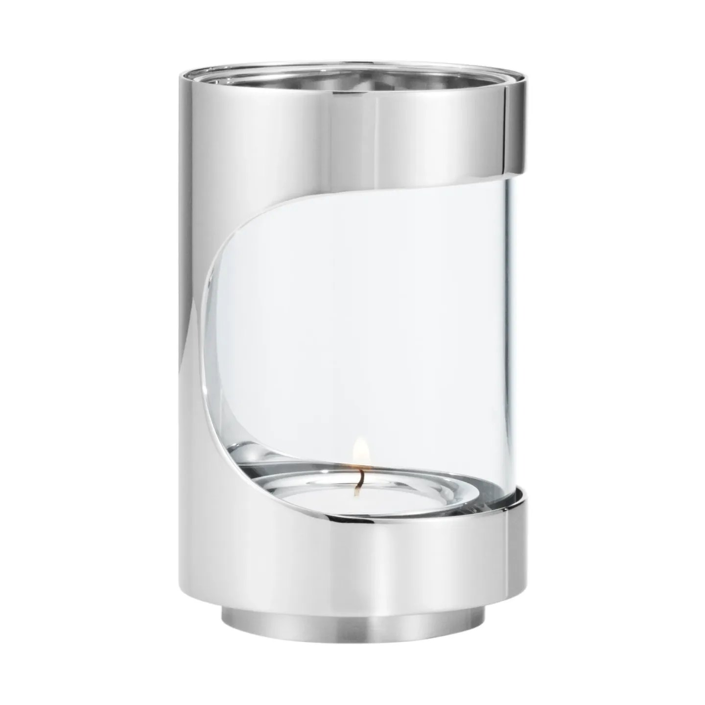 Georg Jensen Chrome contours hurricane Windlicht 12 cm Edelstahl