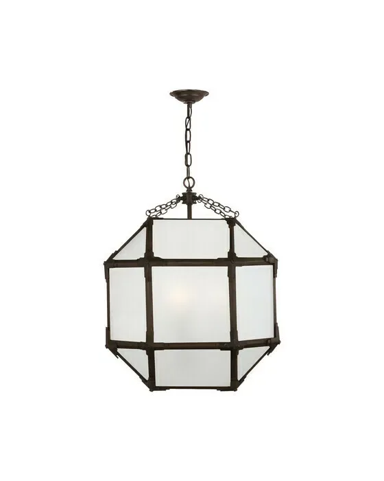 Morris Lantern Antique Zinc/Frosted Glass Medium