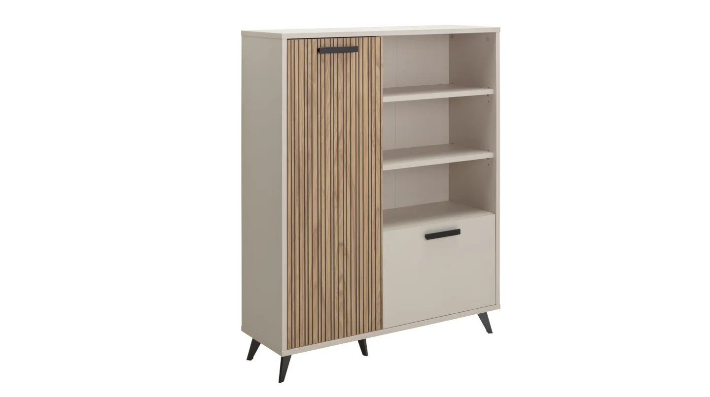 Highboard 2 Türen Eiche - Beige-Kaschmir - 101 cm - BRAVO