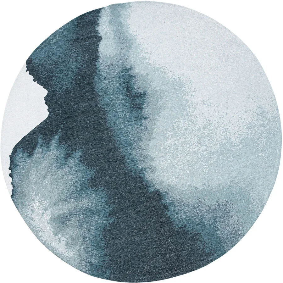 Teppich Lagoon Dunkelblau, Hellblau, Weiss Anderes Muster Polyester 140 x 140 cm