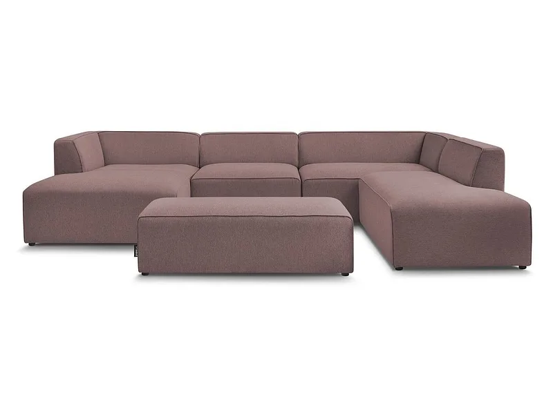 Panorama-Ecksofa mit Hocker BOBOCHIC MEGEVE Stoff chiniert rosa