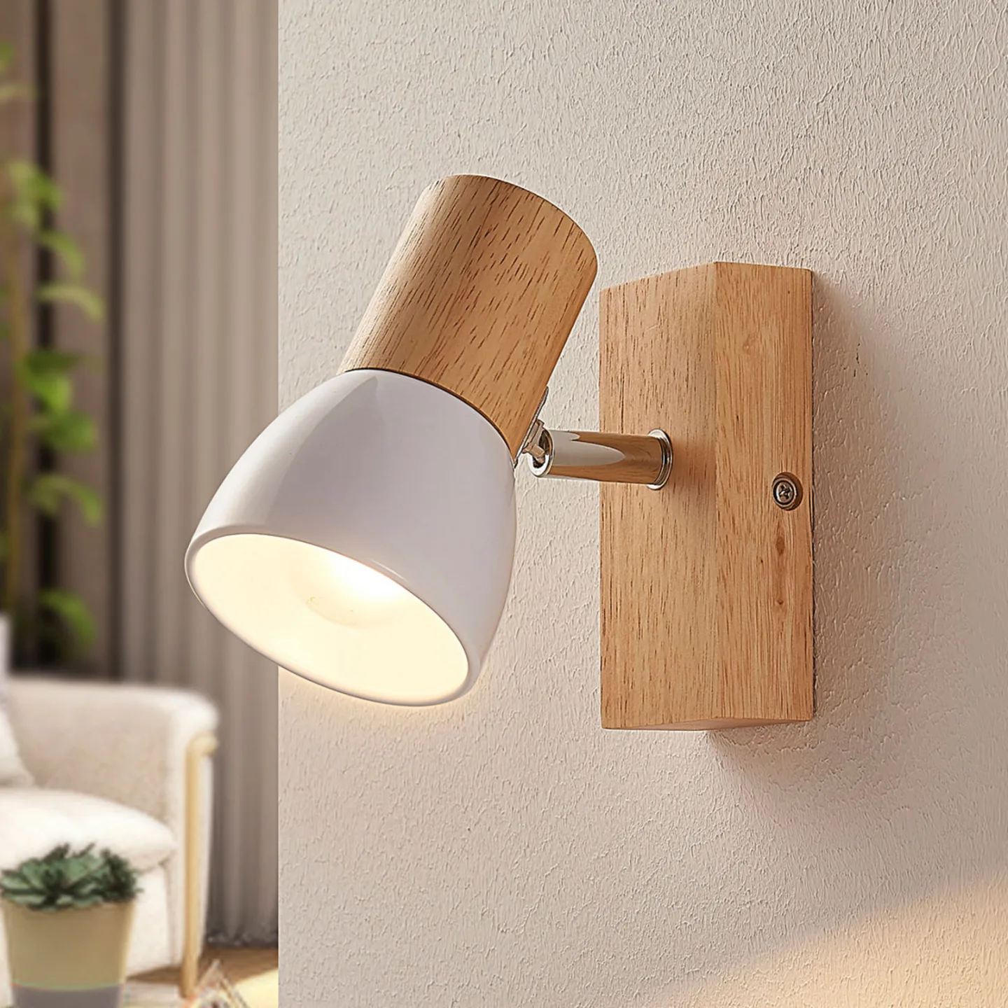 Thorin Wandleuchte Light Wood/White - Lindby - Wohnzimmer - Skandinavisch - Holz - Einflammig