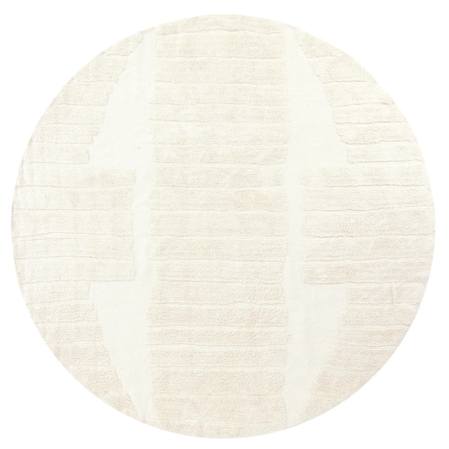 Rundt teppe - Rani Natural Cotton Shaggy (off-white) (Størrelse: Ø 240 cm)