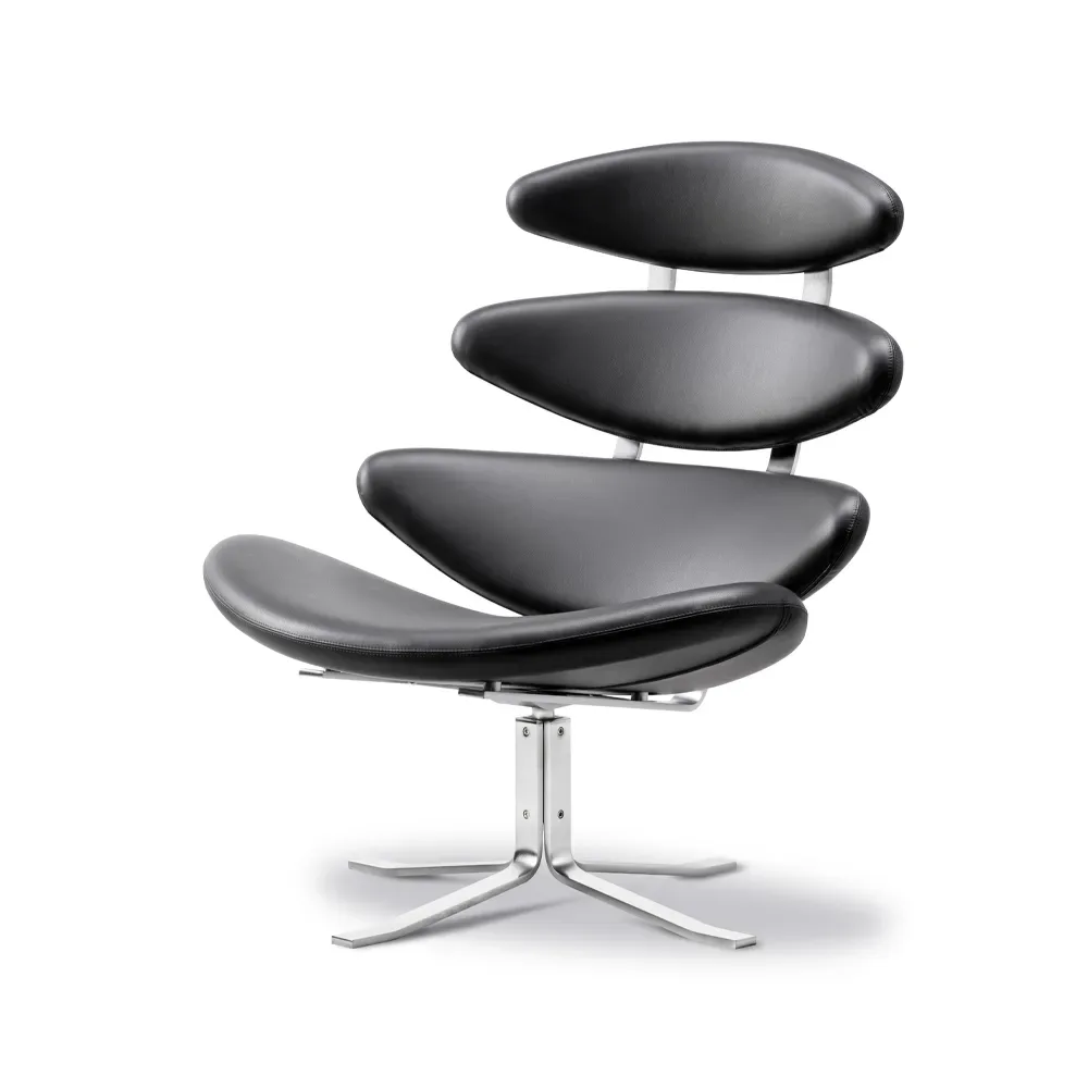 Fredericia Furniture Corona fåtölj Läder omni 301-kromstativ