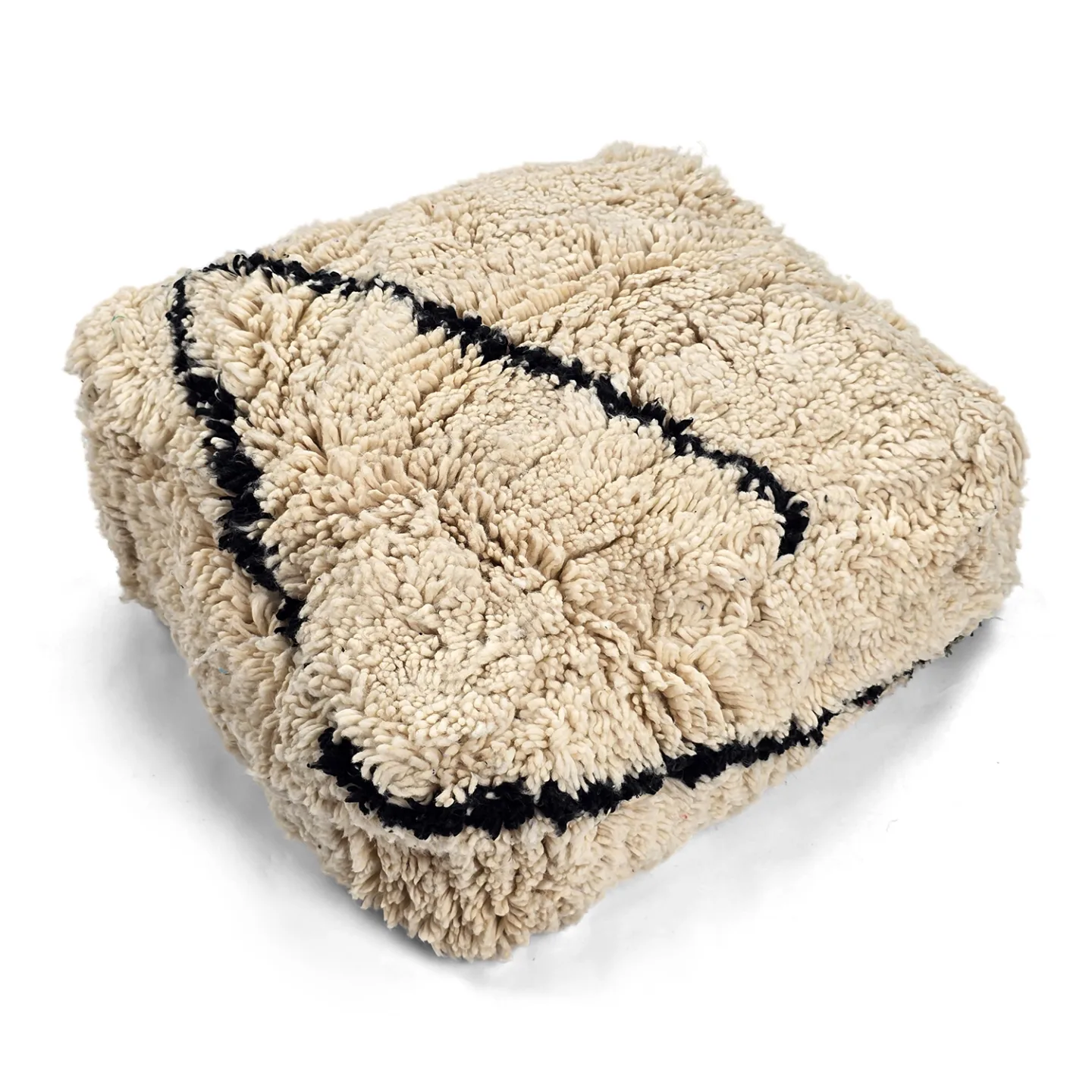 Sittepuff - Marokkansk Beni Ourain 003 (Størrelse: 60 x 60 cm)