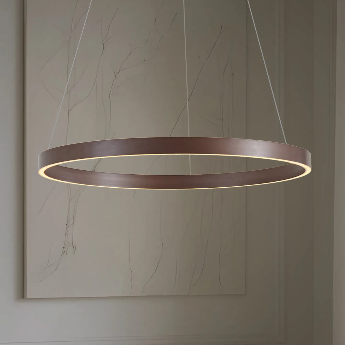 Yonam LED-hængelampe, Ø 80 cm, 1 lyskilde, brun, CCT - Lucande - Spisestue - Moderne - Metal - Med én lyskilde