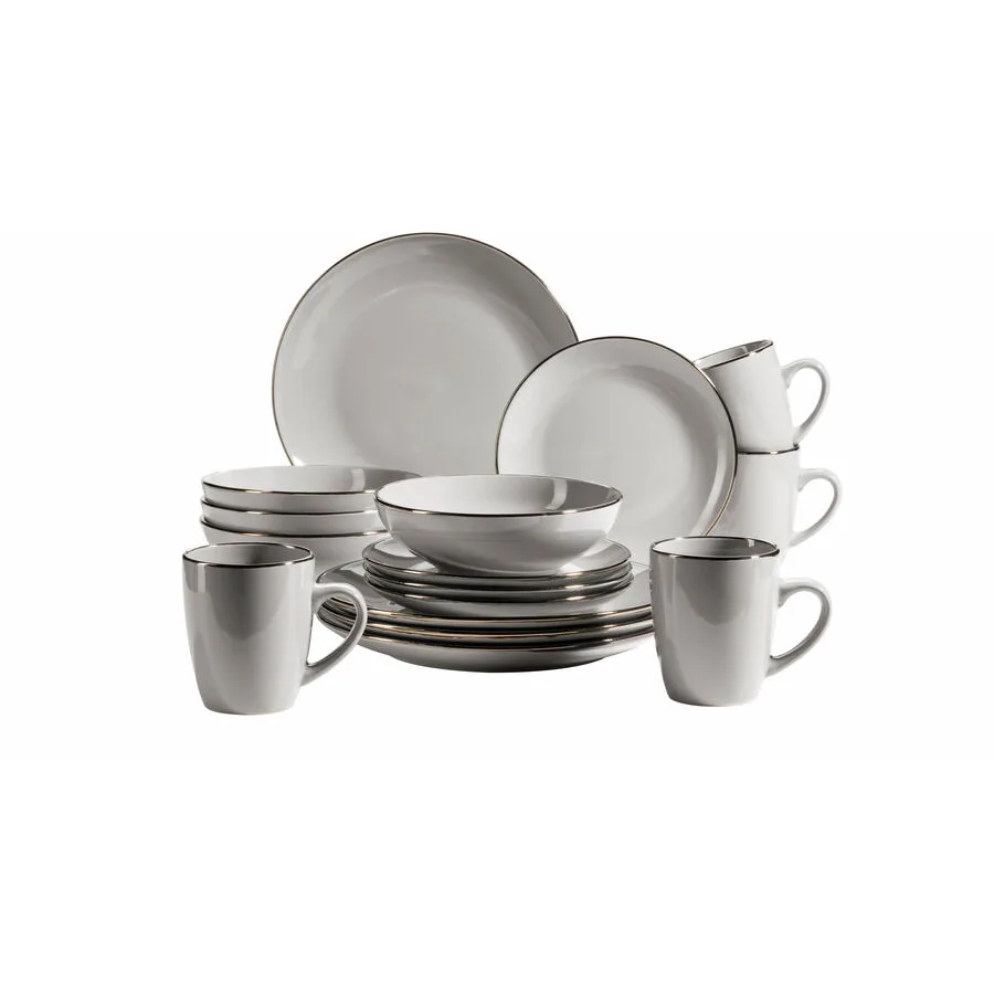 MÄSER Geschirr-Set Metallic Rim Grau Steinzeug