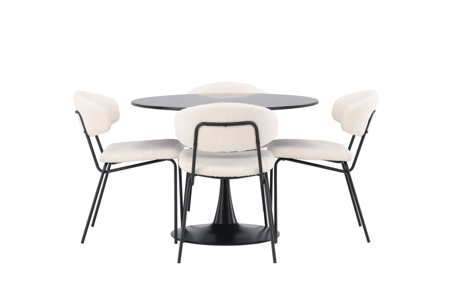 Glade Matgrupp 100 cm Rund med 4 Chico Stolar - Svart