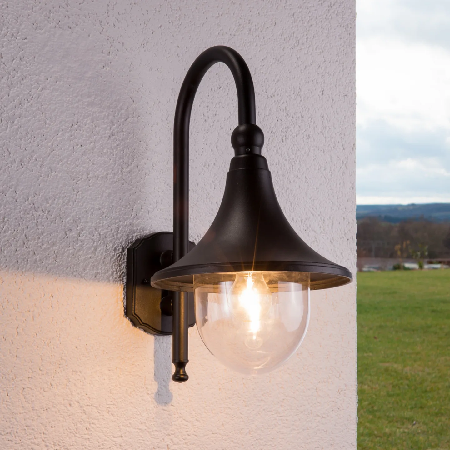 Daphne Außenwandleuchte Black - Lindby - Balkon - Modern - Aluminium - Einflammig