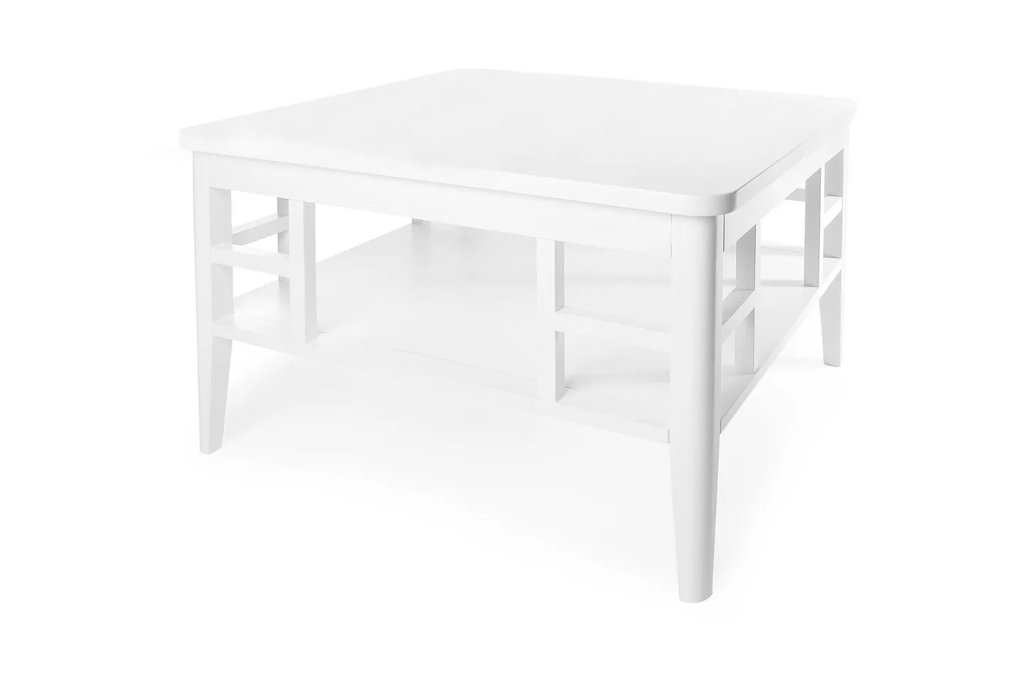 Piteå Soffbord 80 cm med Förvaring Hylla - Vit