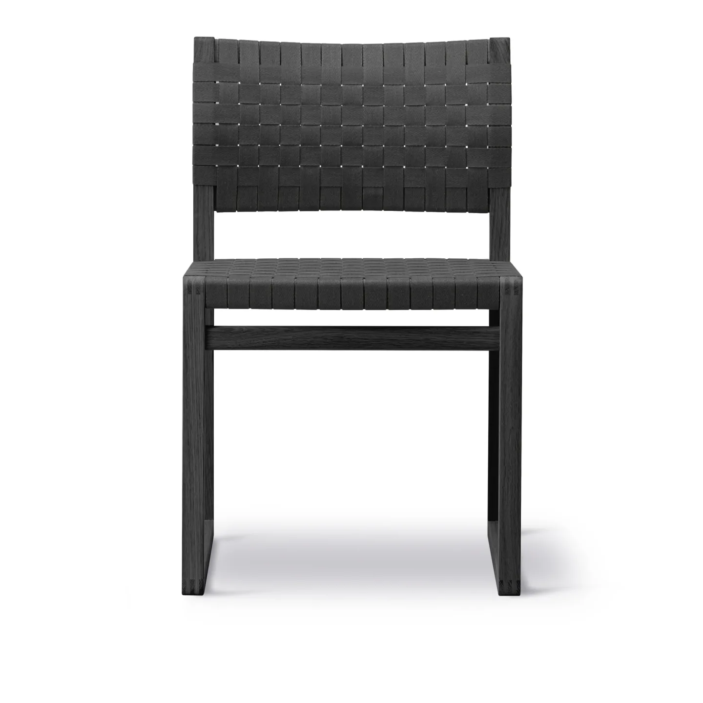 Fredericia Furniture - BM61 Chair Linen Webbing, Svartlackerad, Sits svart - Matstolar - Børge Mogensen
