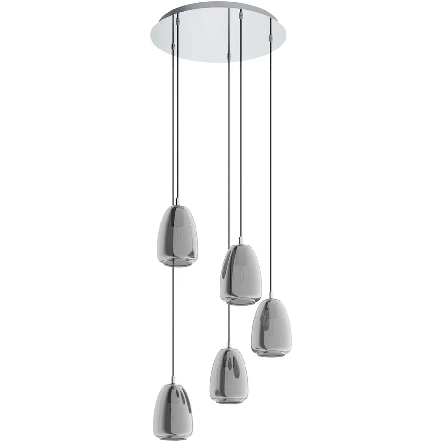 Eglo Pendellampe Alobrase Grau Stahl/Glas 150 cm - Farbe: chrom - Material: Stahl/ Glas