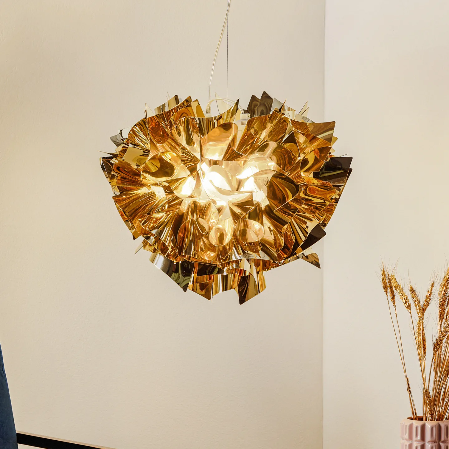 Veli Pendelleuchte S Gold - SLAMP - Wohnzimmer - Design - Kunststoff - Einflammig