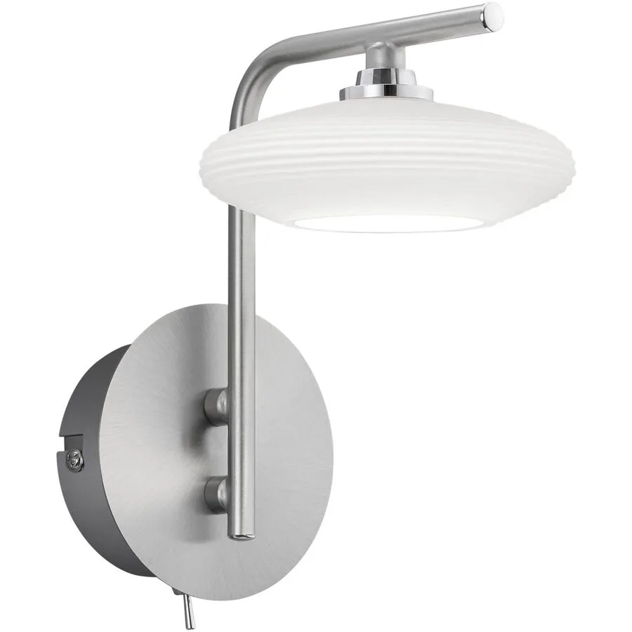 Wandlampe Kari Grau Metall 10 cm 20 cm - Farbe: Nickel matt mit Chrom - LED - Lichtfarbe: Extra warmweiss - LED Energiesparlampen