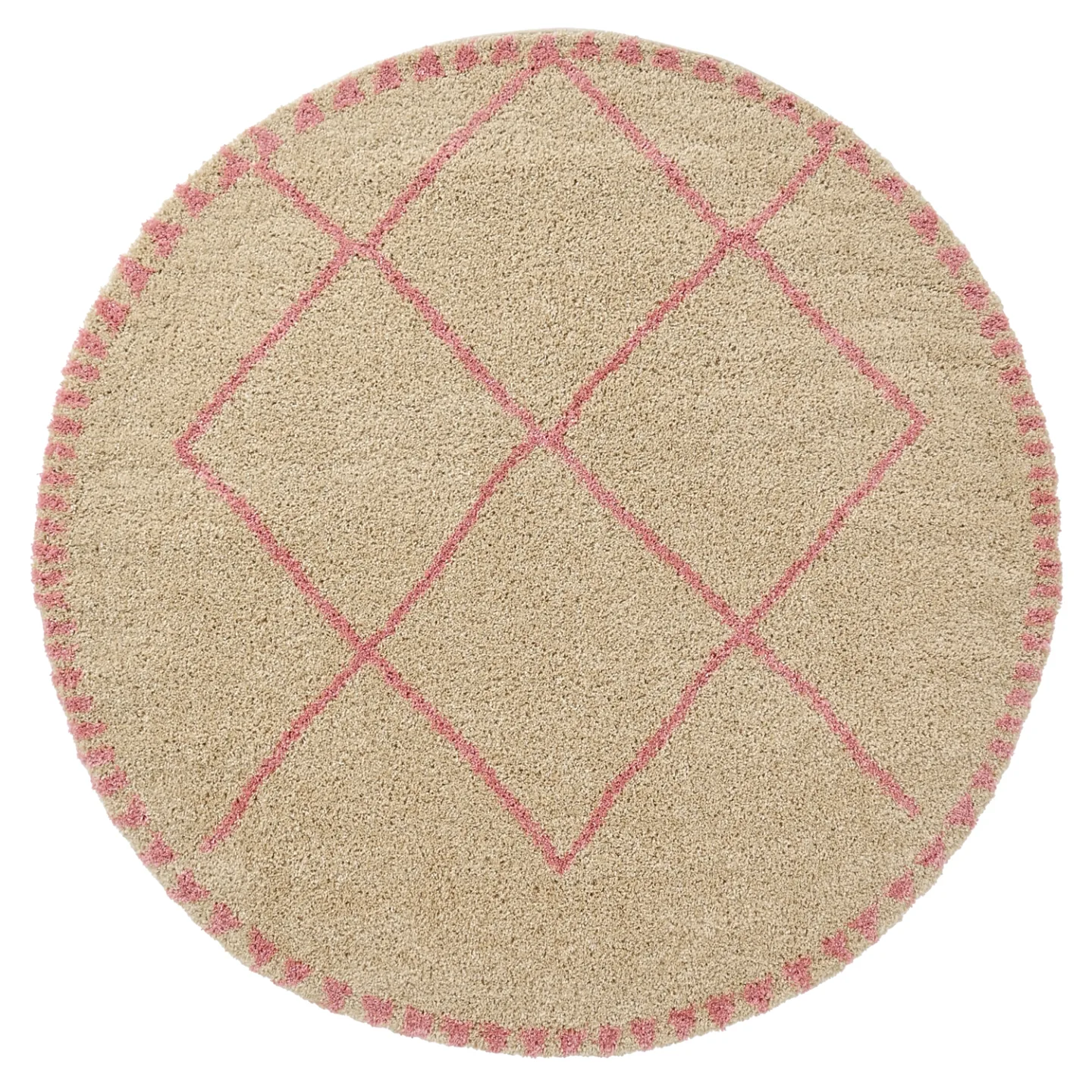 Runde tepper - Tiznit (beige/rosa) (Størrelse: Ø 200 cm)