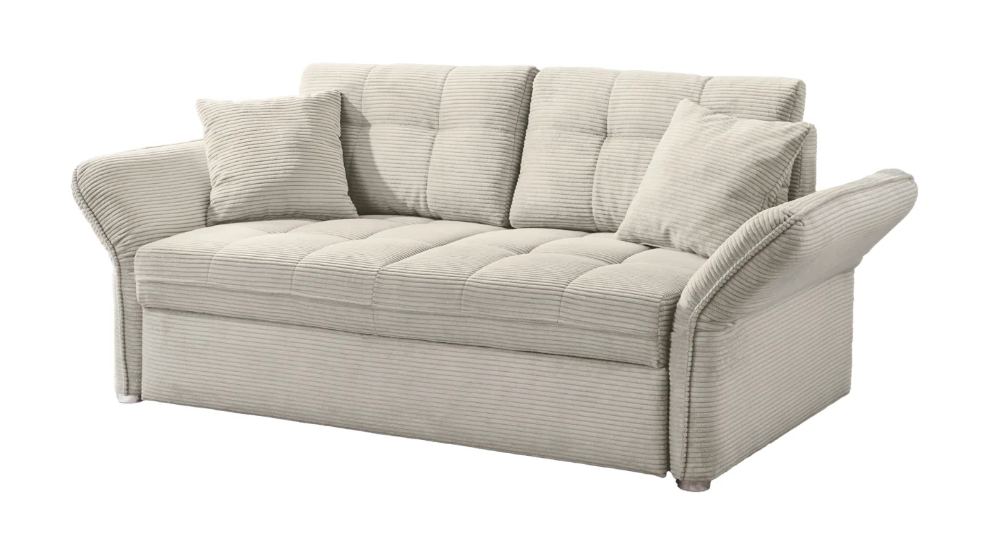 Schlafsofa Cord grau-beige ausziehbar 167 x 105 cm - LEON